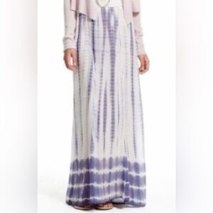 $350 CHAN LUU Tie-Dye Maxi Skirt Semi-Sheer Stone Wash Blue & White